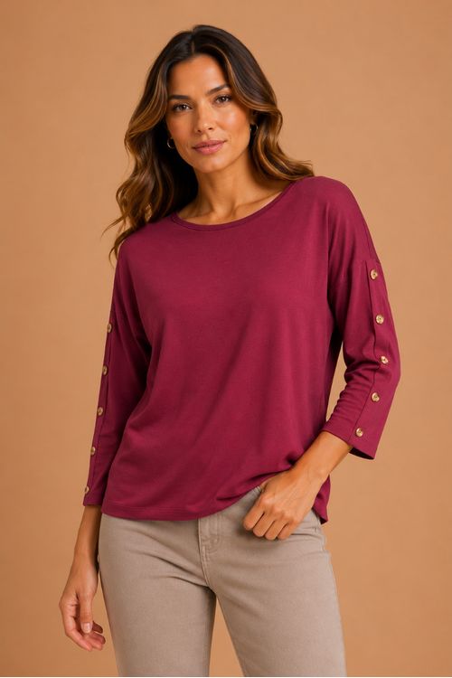BLUSA AMPLA BOTOES BORDO